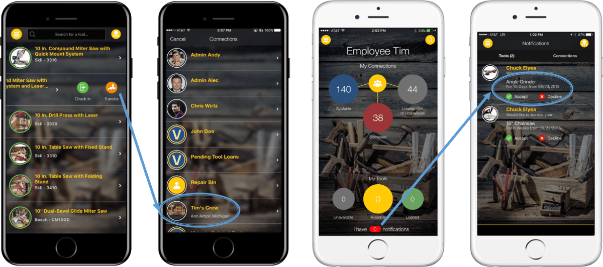 Tool Inventory App, 4 Phones