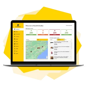 All nee ShareMyToolbox Web Portal on Laptop