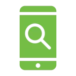 icon of a phone with a search magnifying glass
