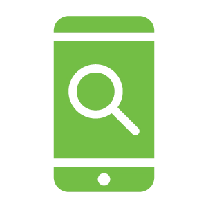 icon of a phone with a search magnifying glass