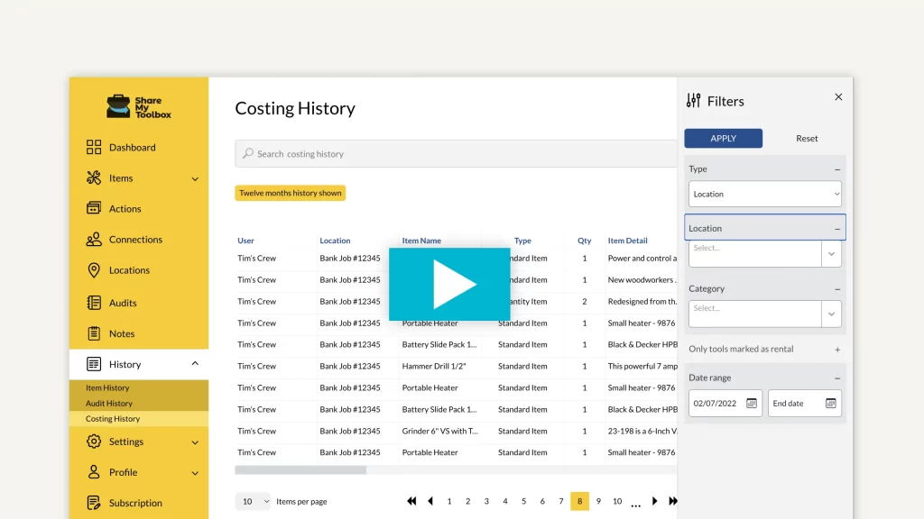 Play the Costing and Billing video