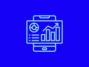 mobile device with an overlay of an analytics dashboard.