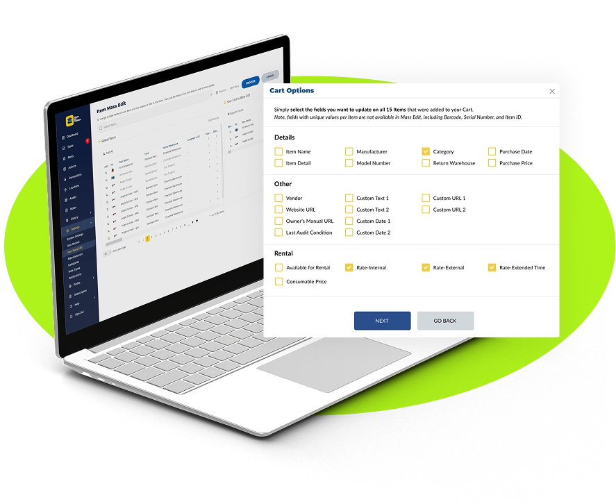 2025_YIR_2 ShareMyToolbox Item Mass Edit Screens on a laptop